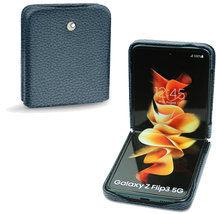Coque cuir Samsung Galaxy Z Flip3 - Seconde peauBleu