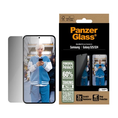 PanzerGlass ® Privacy Screen Protector Samsung Galaxy S25 | S24 | Ultra-Wide Fit Protection d'écran transparent 1 pièce(s)