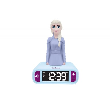 Reloj despertador con luz nocturna 3D Lexibook Snow Queen Elsa y efectos de sonido