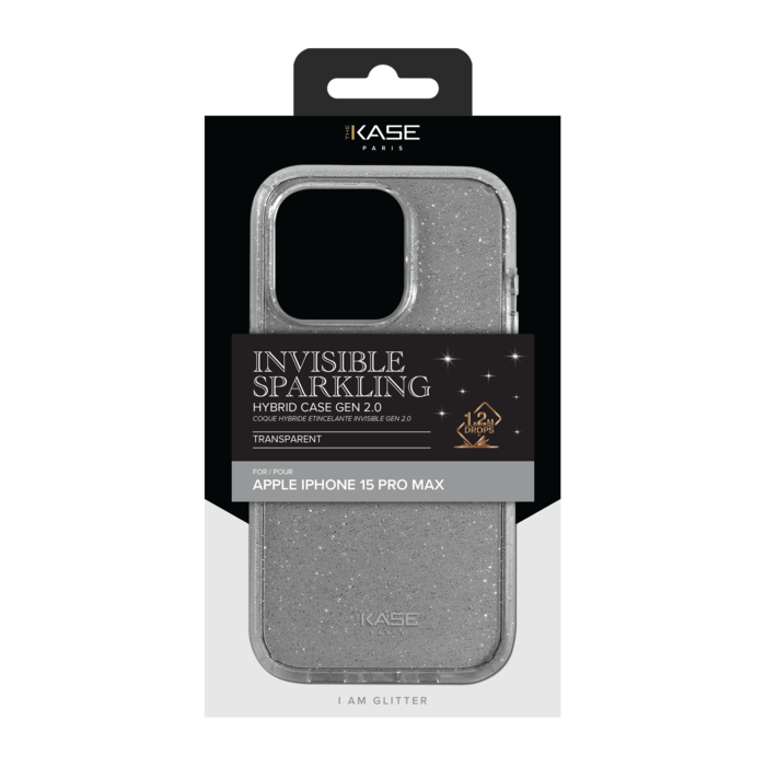Funda híbrida GEN 2.0 Invisible Sparkle para Apple iPhone 15 Pro Max,  Transparente - The Kase