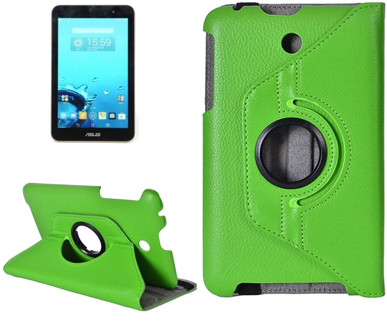 Housse Asus Memo Pad 7' Me176C Mode Portrait Paysage Support 360° Flip Verte Simili cuir YONIS