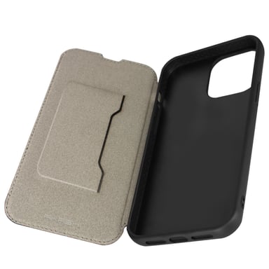 Funda iPhone 13 Pro Cuero Tarjetero Soporte Vídeo Akashi Negro