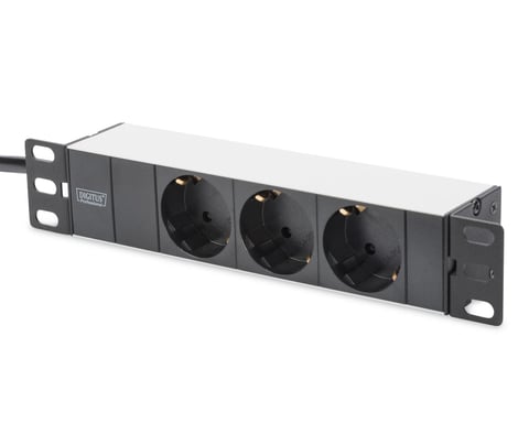 Digitus Bloc multiprise avec profilé en aluminium, prise électrique à contact de protection avec 3 sorties, connecteur à contact de protection pour câ