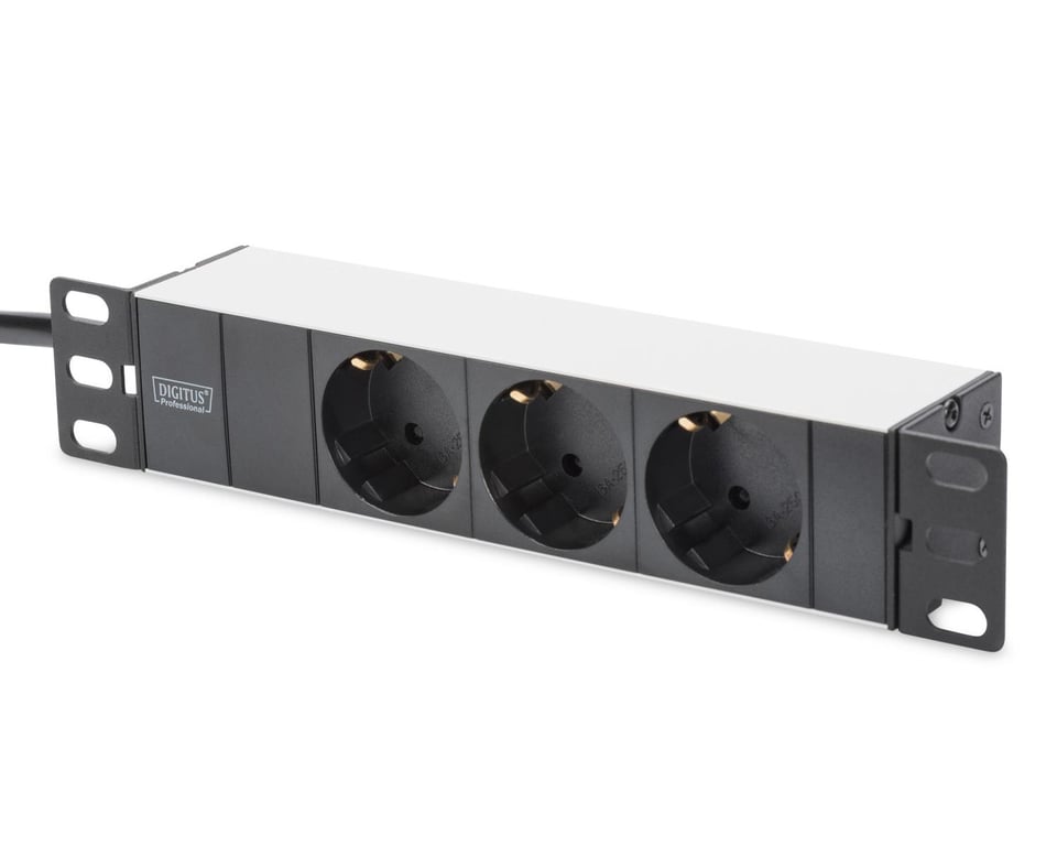 DIGITUS multiprise à 3 prises 1U 10 pouces 254 mm montage en rack dans une armoire réseau