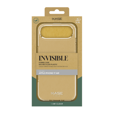 Custodia ibrida invisibile realizzata con l'83% di plastica riciclata per Apple iPhone 17 Air, trasparente