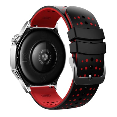 Bracelet de montre en silicone 22 mm compatible avec Suunto 9 Peak, Huawei, Xiaomi, Redmi et Samsung - Design ciel étoilé bicolore Black+Red