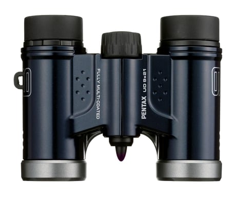 PENTAX 61812 - Binocolo UD 9x21 - Compatto e leggero - Messa a fuoco minima 3m - Lenti multistrato - Blu