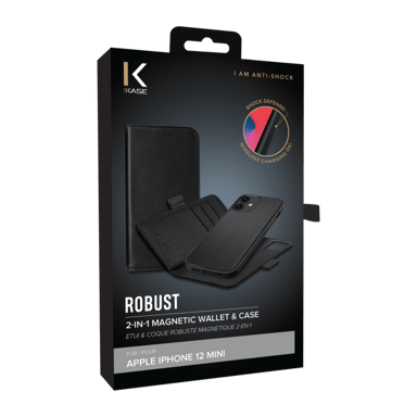 Robusta custodia magnetica e guscio 2 in 1 per Apple iPhone 12 mini, nero onice