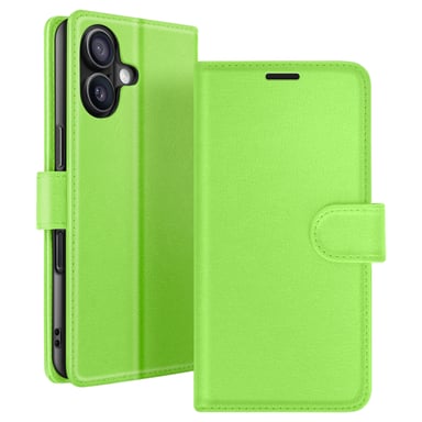 Zanaé Funda tipo cartera para iPhone 16 Plus con soporte y lengüeta magnética Verde