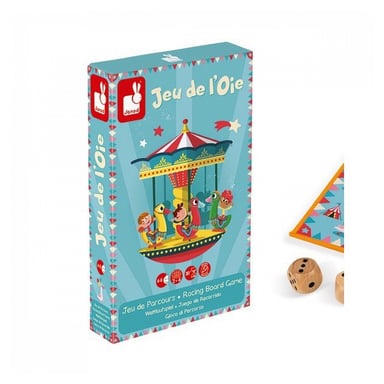 Jeu de l'Oie Carrousel en Bois et Carton pour Enfants