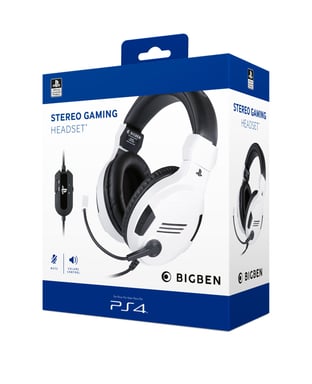 BIG BEN PS4OFHEADSETV3WHITE écouteur/casque Avec fil Arceau Jouer Noir, Blanc