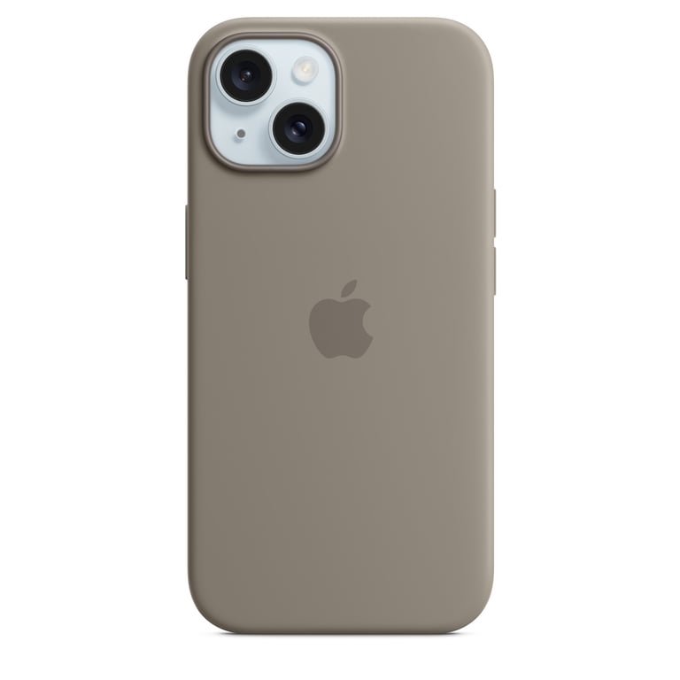Apple Coque en silicone avec MagSafe pour iPhone 15 - Argile Apple (brand) iPhone 15 - Bon état Bon état - Apple reconditionné disponible sur Pixmania