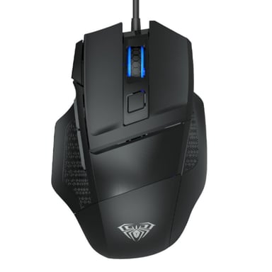 Aula S12 rétroéclairage multicolore souris optique de jeu filaire/7 boutons/800-4800 dpi/avec forme ergonomique/noir