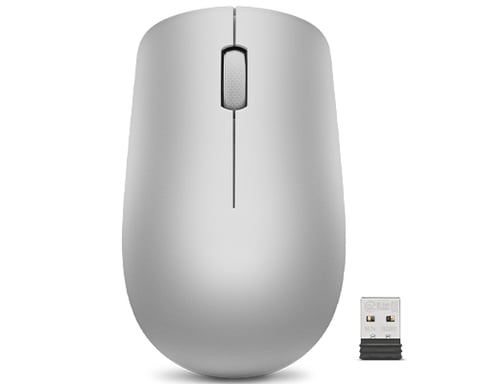 LENOVO - Ratón USB 530 inalámbrico - 1200 DPI - Ambidiestro - Pila AA - 65g - Gris platino