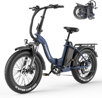 Touroll S2 Bicicletta Elettrica Pieghevole, Pneumatici Grandi Fuoristrada 20''×4.0'' Fat Tire, Batteria 48V 15AH Autonomia 150KM, Mountain Bike Elettrica per Adulti Uomini, Fat Bike Elettrica 7 Velocità
