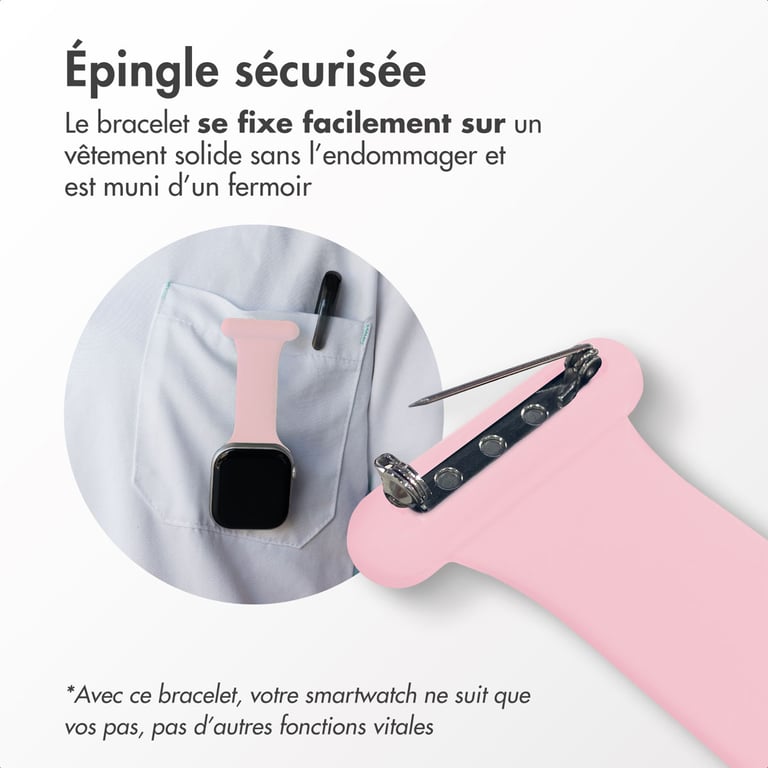 imoshion Bracelet infirmier en silicone pour Apple Watch | 44/45/46/49 mm - Rose - Neuf
