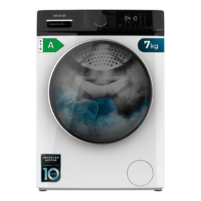 Cecotec Lave Linge Bolero Dresscode 7610 Inverter A capacité de 7 Kg 1400 trmin Classe A Avec fonction vapeur Moteur Inverter Plus 15 Programmes Optimise le niveau d'eau et de lavage - vue 4