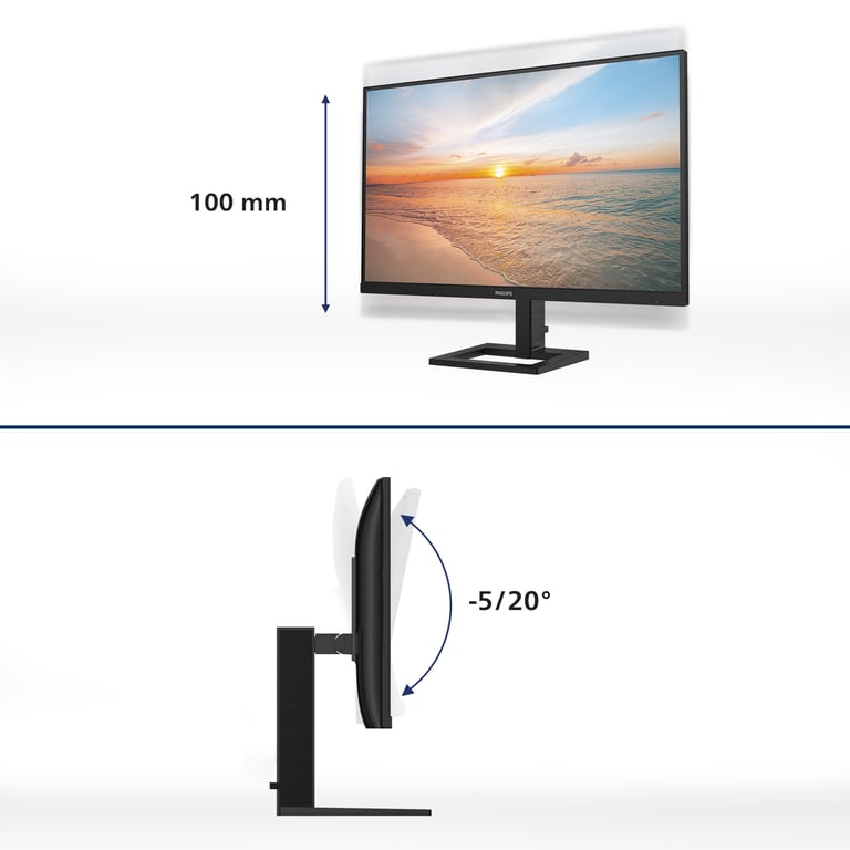 Philips 27E1N1900AE Moniteur Ultra HD 27 Pouces réglable en Hauteur Haut Parleur HDR10 3840x2160 60 Hz 2X HDMI 2.0 USB C PD Hub USB - vue 4