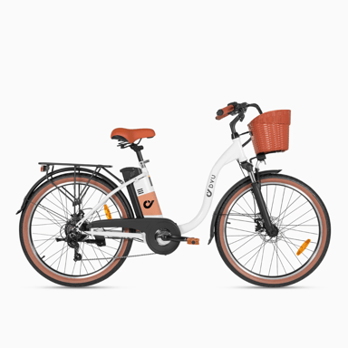 Bicicleta eléctrica para adultos DYU C6 Pro, 250 W, 26'', para uso urbano, con cesta y 36 V, 15,6 AH