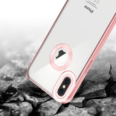 Coque pour Apple iPhone X / XS en Transparent - Rose Housse de protection Étui en silicone TPU flexible avec application Chrome