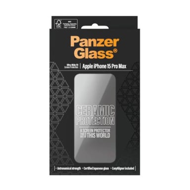 PanzerGlass ® Ceramic Protection for iPhone 15 Pro Max | Ultra-Wide Fit w. EasyAligner w. EasyAligner Protector de pantalla Apple 1 pieza(s)