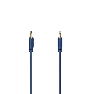 Câble audio ''Flexi-Slim'', jack mâle 3,5 mm/f. mâle, doré, bleu, 0,75 m