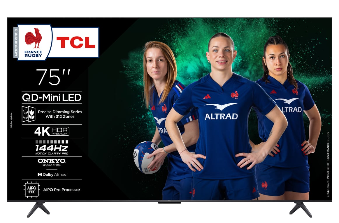 TCL 75C6K 75" 189 cm QD Mini LED 4K 2025 - vue 3