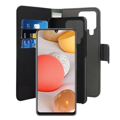 PURO Funda con cierre para Galaxy A42 5G Folio 2 en 1 con tapa magnética y tarjetero Negro
