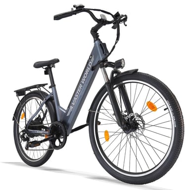 Vélo électrique urbain AVDL A32 26'', batterie amovible 36 V 12,8 Ah, Shimano 7 vitesses - noir