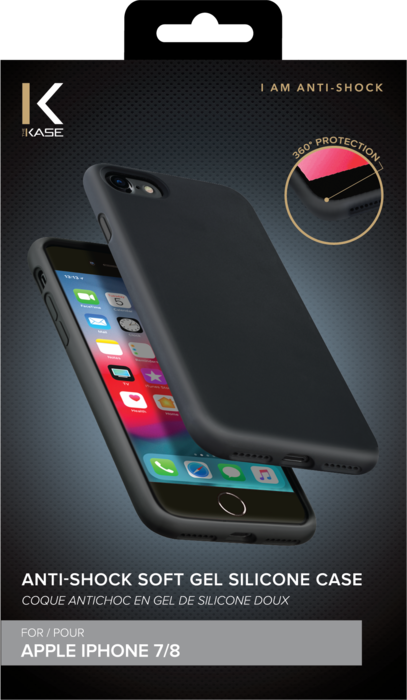 Funda antigolpes de gel de silicona suave para Apple iPhone 7/8, Negro satinado