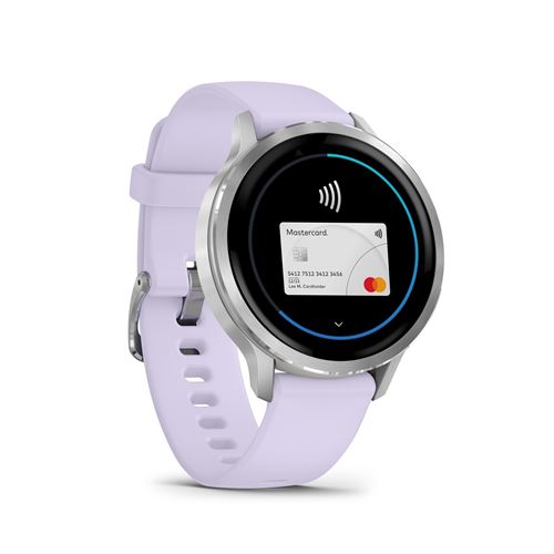 Venu 4 - Montre connectée 41 mm, GPS intégré en Acier et Silicone - Argent et Violet - Neuf