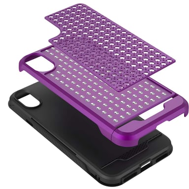 Cover ibrida per iPhone X rigida e antiurto con rilievo diamantato