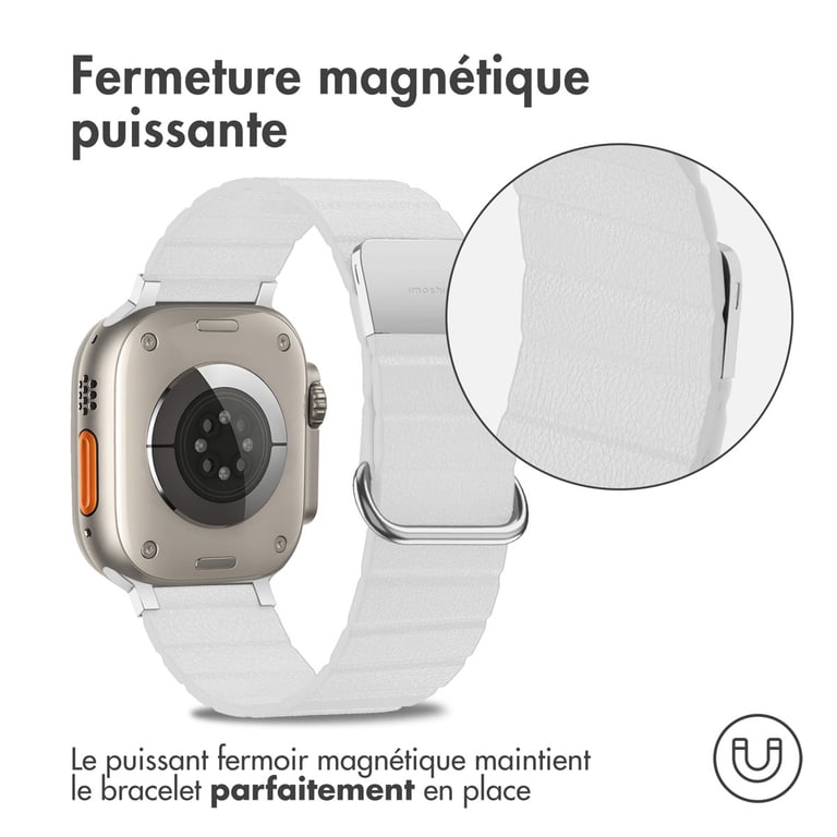 imoshion Bracelet en cuir magnétique pour 'Apple Watch Series 1 10 / SE / Ultra 2 4244454649 mm Neuf - vue 3