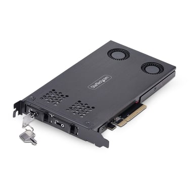 StarTech.com Double Baie M.2 NVMe SSD vers PCIe x8 avec Plateau Amovible, Bifurcation PCIe requise, Installation sans Outils, PCIe Backplane avec Deux Baies de Disques Hot-Swap