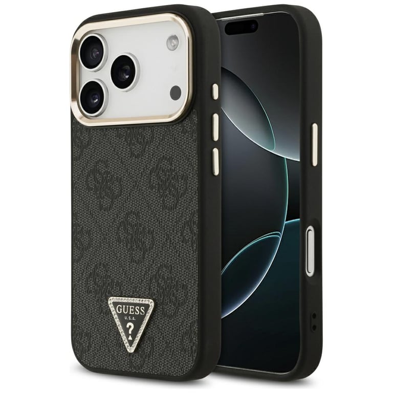 Guess Etui 4G Triangle Logo MagSafe do iPhone 17 Pro czarny z?oty