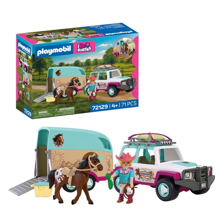 Playmobil I Love Horses / J'adore les chevaux 72129 Véhicule avec remorque pour chevaux - vue 2
