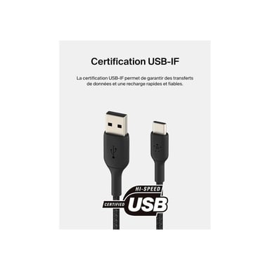 Cavo intrecciato da USB-C a USB-A BOOST CHARGE? (2 m) Nero