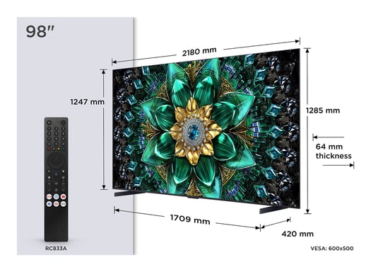 TCL Q6C 98Q6C TV 2,49 m (98'') 4K Ultra HD Smart TV Wifi Métallique