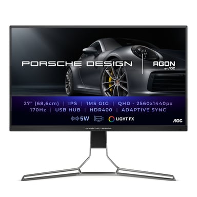 AOC Porsche PD27S Pantalla LED 68,6 cm (27'') 2560 x 1440 píxeles Quad HD LCD Negro, Gris