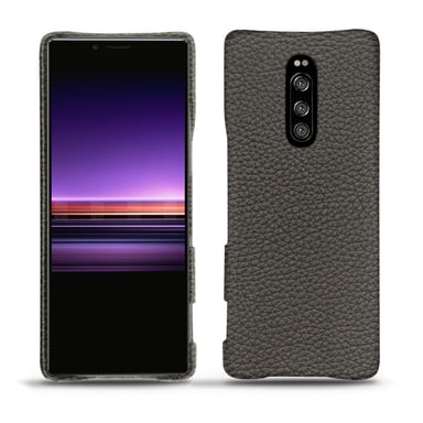 Coque cuir Sony Xperia 1 -  - Gris - Cuir grainé