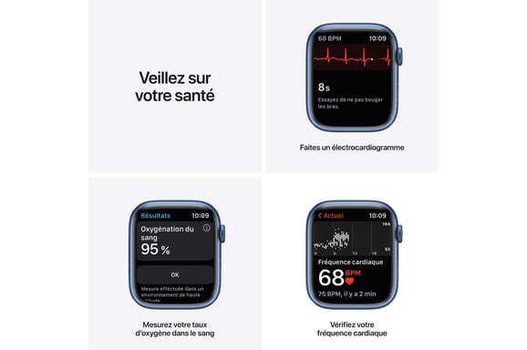 Watch Series 7 (GPS + Cellular) Boîtier en Aluminium Bleu de 45 mm, Bracelet Sport Bleu Abysse
