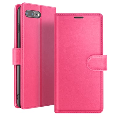 Étui Portefeuille pour iPhone 8 Plus / 7 Plus Support et Languette Magnétique Fuchsia