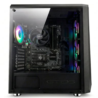 PC Gaming Complet Ryzen 3 3200G, 8 Go RAM, SSD M.2 512 Go, Écran 24'' FHD, Clavier, Souris, Casque, Windows 11 Pro, WiFi, Ventilateurs RGB