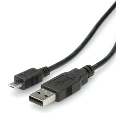 ROLINE 11.02.8754 cable USB USB 2.0 0,8 m USB A Micro-USB B Negro