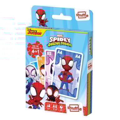 Spidey y sus amigos, juego de cartas 4 en 1 - Diversión familiar garantizada