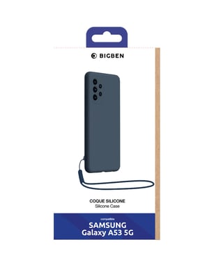 Coque pour Samsung Galaxy A53 5G Silicone Strap + Dragonne assortie Bleue Bigben