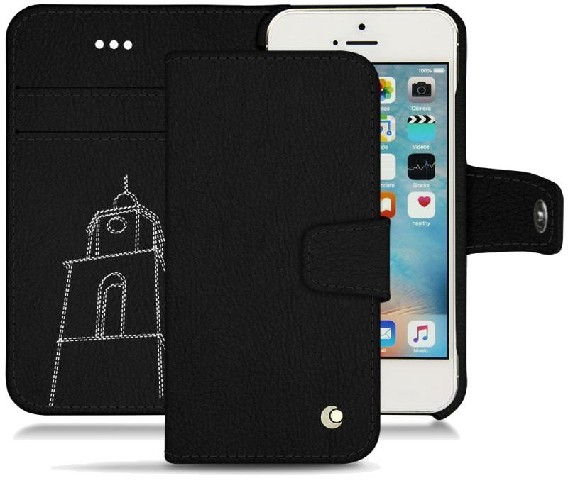 Housse cuir Apple iPhone SE - Rabat horizontal portefeuilleNoir