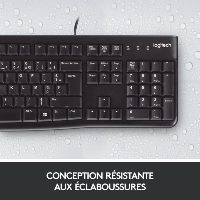 LOGITECH - Teclado empresarial K120 con cable - AZERTY - Negro