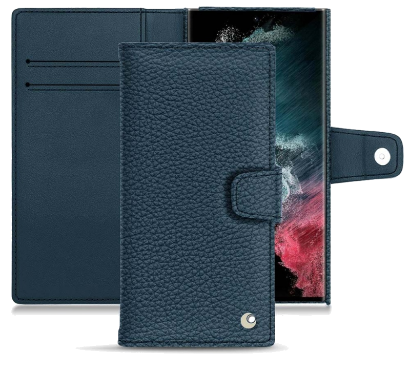 Housse cuir Samsung Galaxy S22 Ultra - Rabat horizontal portefeuilleBleu