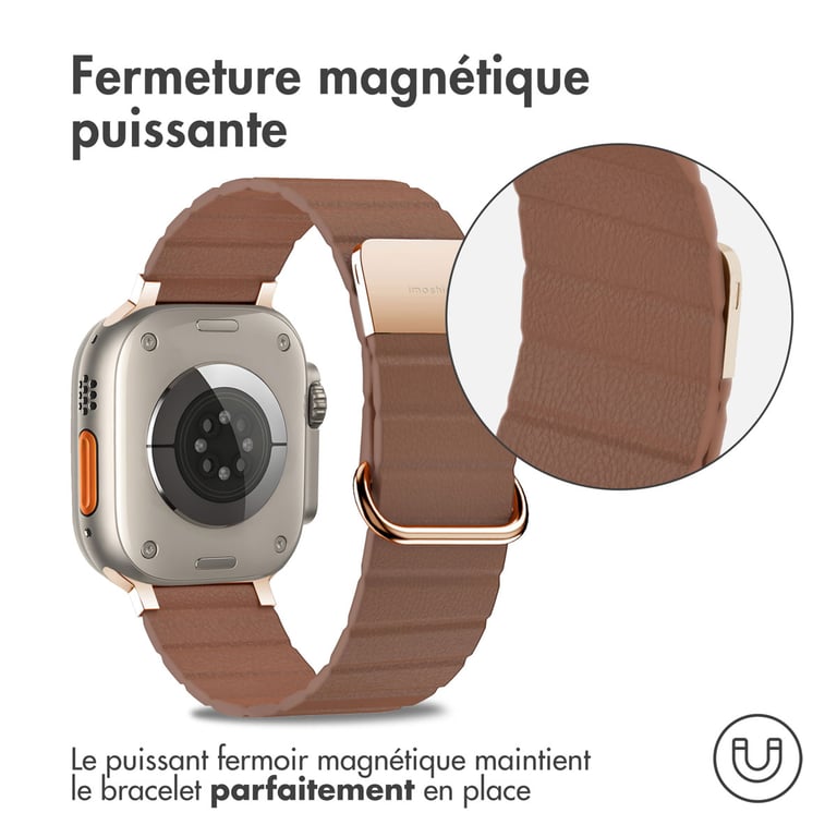 imoshion Bracelet en cuir magnétique pour 'Apple Watch Series 1 10 / SE / Ultra 2 4244454649 mm Neuf - vue 6